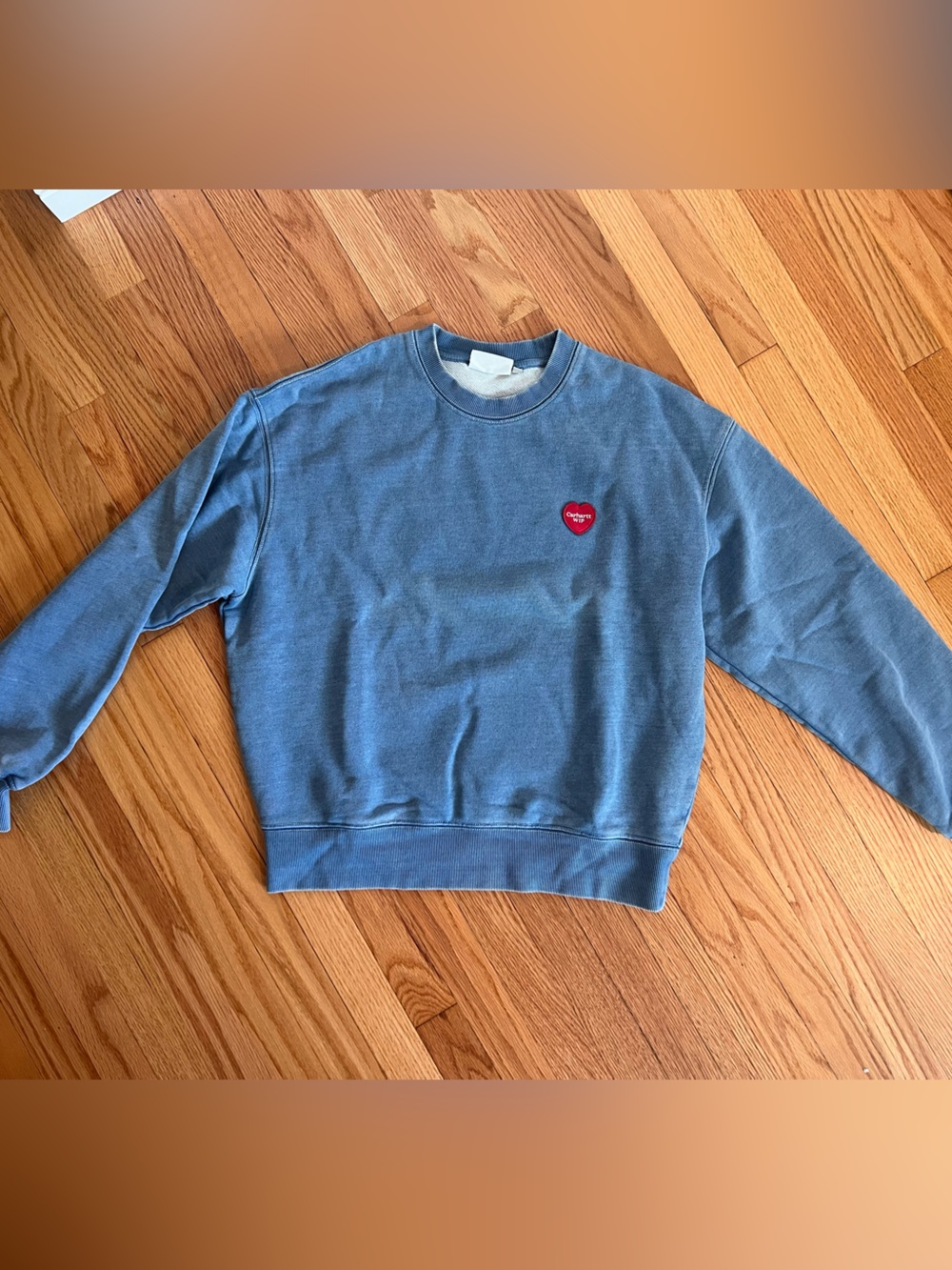 Carhartt WIP Slate Blue Crewneck Sweatshirt with Red Heart Patch